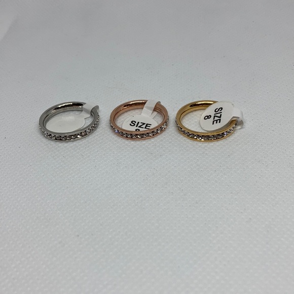 Austrian Crystal 3 stackable Silver, Rose Gold and Gold rings(NWT)J-10,J11 - Picture 3 of 7